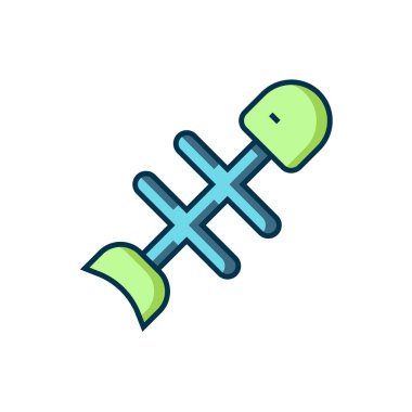 Doldurulmuş ölü balık simgesi beyaz arka planda izole edilmiş. Düz çizgili, gölgeli. Vektör.