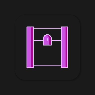 Doldurulmuş kağıt poşet ikonu siyah arka planda izole edilmiş. Paket işareti. Düz çizgili, gölgeli. Vektör.