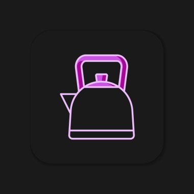 Kettle ana hatlarıyla doldurulmuş siyah arkaplanda izole edilmiş simge. Çaydanlık ikonu. Düz çizgili, gölgeli. Vektör.