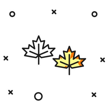 Beyaz arka planda izole edilmiş Kanada akçaağaç yaprağı ikonu. Kanada sembolü akçaağaç yaprağı. Düz çizgili, gölgeli. Vektör.