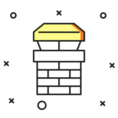 Beyaz arkaplanda izole edilmiş ana hatlı baca simgesi. Düz çizgili, gölgeli. Vektör.