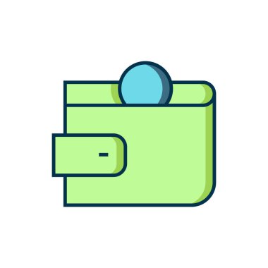 Doldurulmuş cüzdan simgesi beyaz arkaplanda izole edildi. Çanta ikonu. Nakit tasarruf sembolü. Düz çizgili, gölgeli. Vektör.