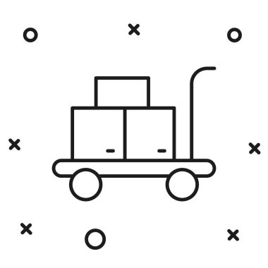 Doldurulmuş Trolley çanta simgesi beyaz arkaplanda izole edildi. Seyahat bagaj tabelası. Seyahat bagaj ikonu. Düz çizgili, gölgeli. Vektör.