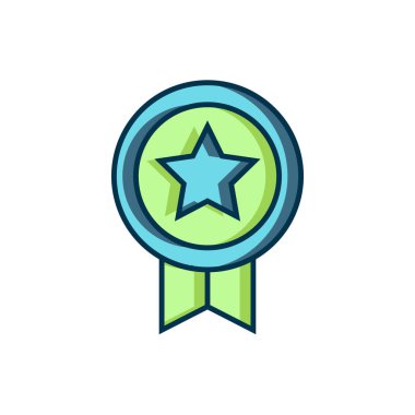 Beyaz arkaplanda izole edilmiş madalya ikonu ile oyun ana hatları dolduruldu. Oyun için seviye sonuçları. Düz çizgili, gölgeli. Vektör.