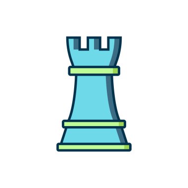 Doldurulmuş satranç simgesi beyaz arkaplanda izole edildi. İş stratejisi. Oyun, yönetim, finans. Düz çizgili, gölgeli. Vektör.