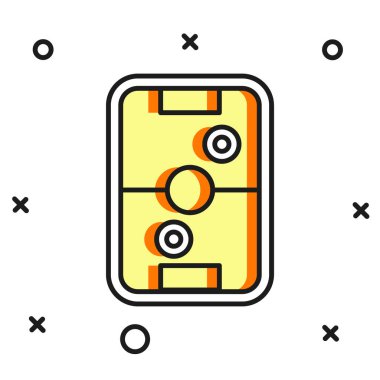 Beyaz arka planda izole edilmiş hava hokey masası ikonu. Düz çizgili, gölgeli. Vektör.