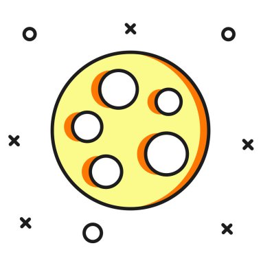 Doldurulmuş Ay simgesi beyaz arkaplanda izole edildi. Düz çizgili, gölgeli. Vektör.