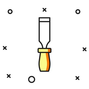 Doldurulmuş Rasp metal dosya simgesi beyaz arkaplanda izole edildi. Ahşap ve metalle çalışmak için Rasp. Tezgah ve atölye için alet. Düz çizgili, gölgeli. Vektör.