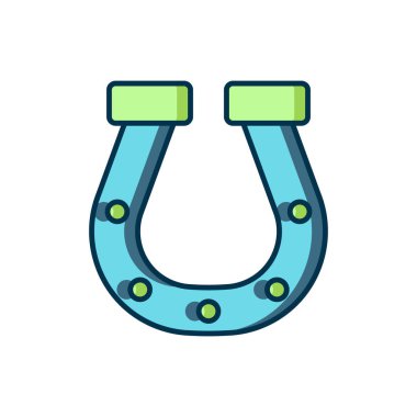 Beyaz arkaplanda izole edilmiş ana hatlı at nalı simgesi. Düz çizgili, gölgeli. Vektör.