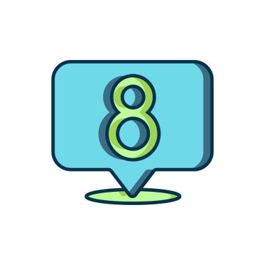 Doldurulmuş 8 Mart simgesi beyaz arkaplanda izole edildi. Uluslararası Mutlu Kadınlar Günü. Düz çizgili, gölgeli. Vektör.