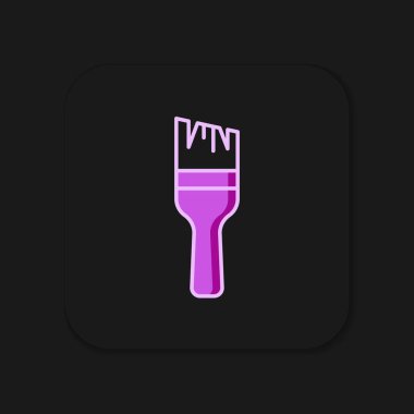 Siyah arkaplanda izole edilmiş ana hatlı boya fırçası simgesi. Düz çizgili, gölgeli. Vektör.