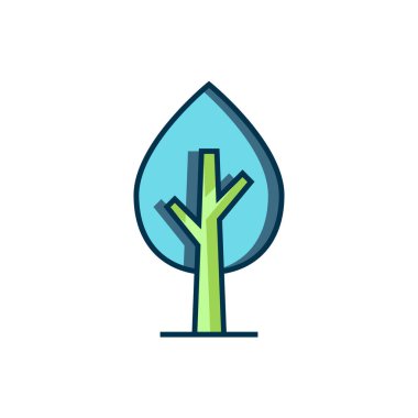 Doldurulmuş ağaç simgesi beyaz arkaplanda izole edildi. Orman sembolü. Düz çizgili, gölgeli. Vektör.