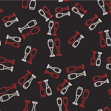 Çizgi bowlingi simgesi siyah arkaplanda izole edilmiş. Hokkabazlık kulüpleri, sirk şekerlemeleri. Vektör.