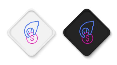 Çizgi El kumarhane fişleri simgesini beyaz arka planda tutuyor. Kumarhane kumarı. Renkli taslak konsepti. Vektör.