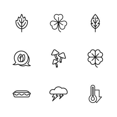 Cloud ve Şimşek dört yapraklı yonca termometre mantar yapraklı yonca ve ikon. Vektör.