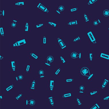 İşaretli kalem bıçak tüpünü boya paleti ve boya spreyiyle kusursuz desenlere ayarlayın. Vektör.