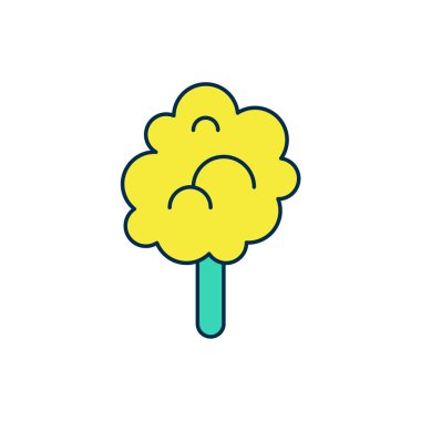 Beyaz arka planda izole edilmiş ana hatlı pamuk helva ikonu. Vektör.