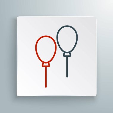 Beyaz zemin üzerinde şerit simgesi olan çizgi balonları. Renkli taslak konsepti. Vektör.