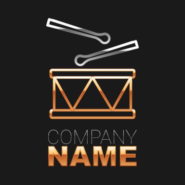 Siyah arkaplanda baget çubuğu simgesi olan Line Drum. Müzik işareti. Müzik aleti sembolü. Renkli taslak konsepti. Vektör.