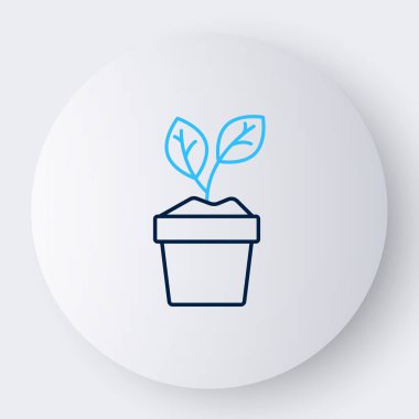 Çömlek simgesindeki Çizgi Tesisi beyaz arkaplanda izole edildi. Tencerede yetişen bir bitki. Saksı bitkisi işareti. Renkli taslak konsepti. Vektör.