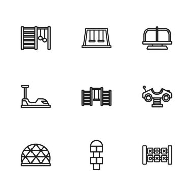 Hopscotch Swing araba eğitimi mantık oyunu İsveç atlıkarınca salıncakları çocuklar ve Bumper ikonu. Vektör.