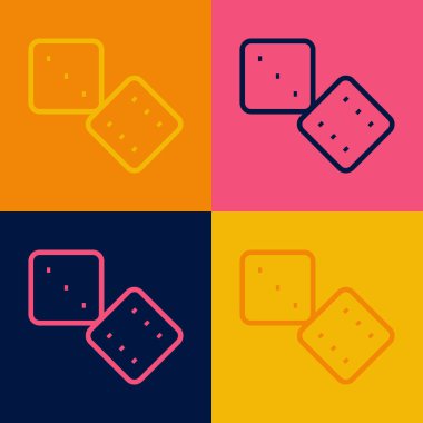 Pop Art Line Game zar simgesi renk arkaplanında izole edildi. Kumarhane kumarı. Vektör.