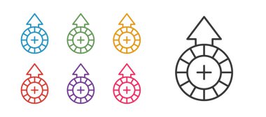 Set line Casino chips icon isolated on white background. Casino gambling. Set icons colorful. Vector.