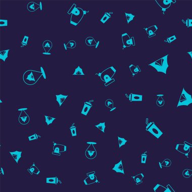 Sirk çadırı topu ve kağıt bardakları kusursuz desenli suyla donatın. Vektör.