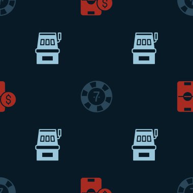 Futbol bahisleri, kumarhane fişleri ve kumar makinesini sorunsuz bir kalıba sokun. Vektör.