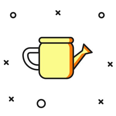 Doldurulmuş ana hatlı Su Kutusu simgesi beyaz arkaplanda izole edildi. Sulama sembolü. Düz çizgili, gölgeli. Vektör.