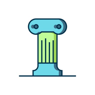 Ana hatları doldurulmuş Law sütun simgesi beyaz arka planda izole edilmiş. Eski bir sütun. Düz çizgili, gölgeli. Vektör.