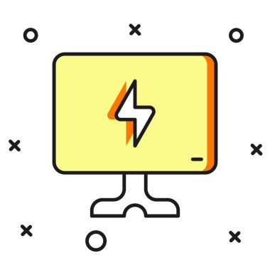 Akıllı TV simgesi beyaz arkaplanda izole edildi. Televizyon tabelası. Düz çizgili, gölgeli. Vektör.