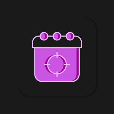 Doldurulmuş özet hedef spor simgesi siyah arkaplanda izole edildi. Atış mesafesi ya da atış mesafesi için sayıları olan temiz bir hedef. Düz çizgili, gölgeli. Vektör.