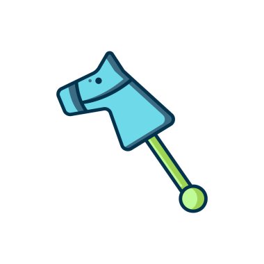 Doldurulmuş oyuncak at simgesi beyaz arkaplanda izole edilmiş. Düz çizgili, gölgeli. Vektör.