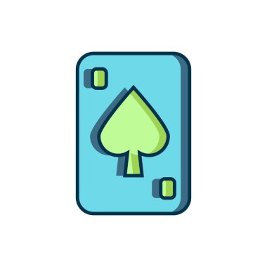 Doldurulmuş taslak Oynatma Kart simgesi beyaz arkaplanda izole edildi. Kumarhane kumarı. Düz çizgili, gölgeli. Vektör.