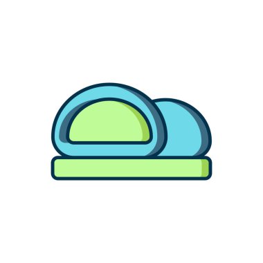 Doldurulmuş ana hatlı suşi simgesi beyaz arkaplanda izole edildi. Geleneksel Japon yemekleri. Düz çizgili, gölgeli. Vektör.