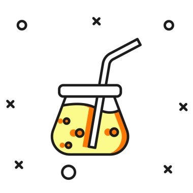 Doldurulmuş Taze smoothie simgesi beyaz arkaplanda izole edildi. Düz çizgili, gölgeli. Vektör.