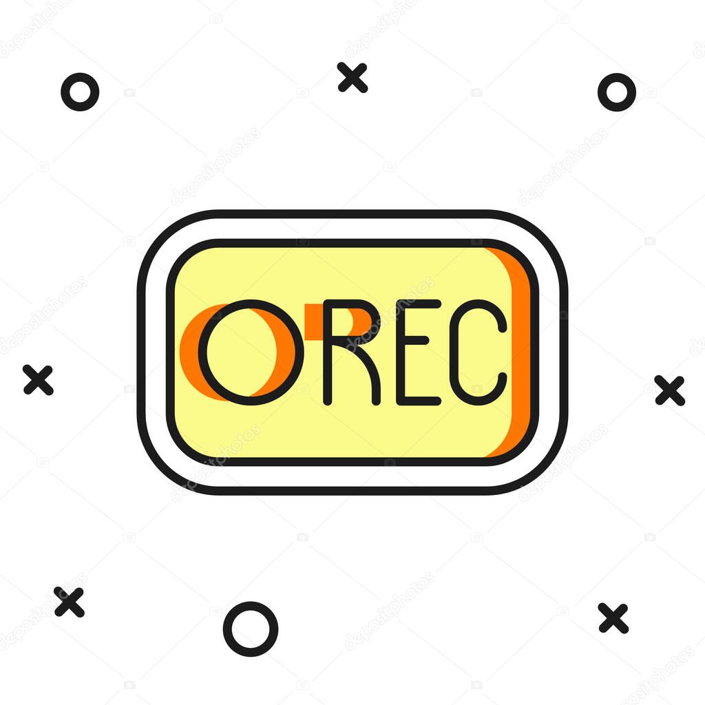 Filled outline Record button icon isolated on white background. Rec button. Flat filled outline style with shadow. Vector.