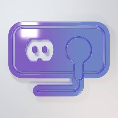 Mor-mavi elektrik çıkış simgesi gri arkaplanda izole edildi. Elektrik prizi. Rosette sembolü. Minimalizm kavramı. 3 Boyutlu resimleme.