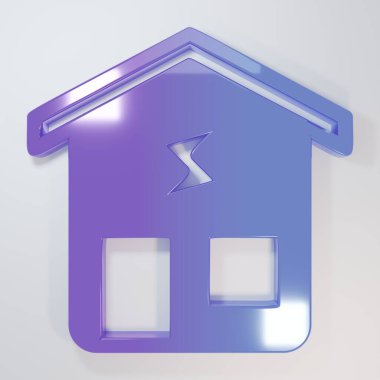 Mor-mavi Akıllı ev simgesi gri arka planda izole edildi. Uzaktan kumanda. Minimalizm kavramı. 3 Boyutlu resimleme.