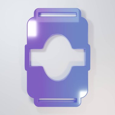 Mor-mavi soda kutusu ikonu gri arkaplanda izole edildi. Minimalizm kavramı. 3 Boyutlu resimleme.