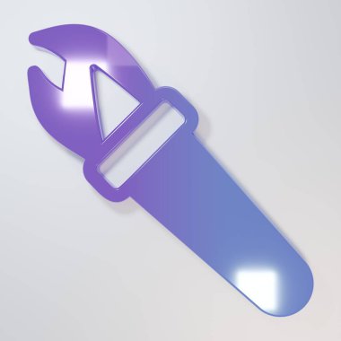 Purple-blue Torch flame icon isolated on grey background. Symbol fire hot, flame power, flaming and heat. Minimalism concept. 3D render illustration.