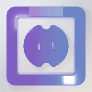 Mor-mavi elektrik çıkış simgesi gri arkaplanda izole edildi. Elektrik prizi. Rosette sembolü. Minimalizm kavramı. 3 Boyutlu resimleme.