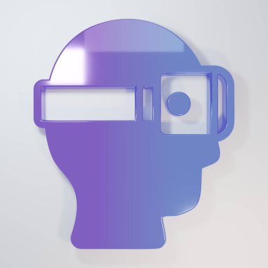 Mor-mavi sanal gerçeklik gözlüğü simgesi gri arkaplanda izole edilmiş. Stereoskopik 3D VR maskesi. Optik baş monte edildi. Minimalizm kavramı. 3 Boyutlu resimleme.
