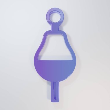 Mor-mavi balıkçı şamandırası simgesi gri arka planda izole edildi. Balık oltası. Minimalizm kavramı. 3 Boyutlu resimleme.