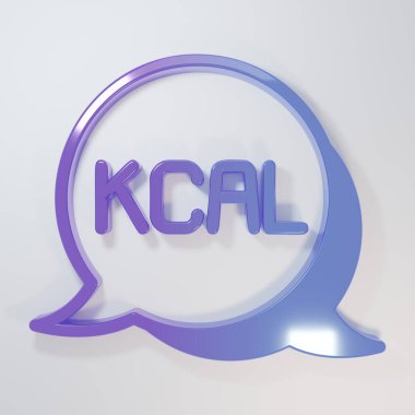 Mor-mavi Kcal simgesi gri arkaplanda izole edildi. Sağlıklı yemek. Minimalizm kavramı. 3 Boyutlu resimleme.
