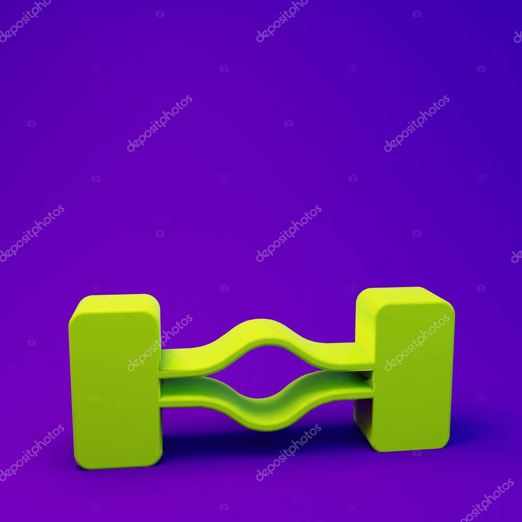 Green Chassis car icon isolated on purple-blue background. Minimalism concept. 3D render illustration.
