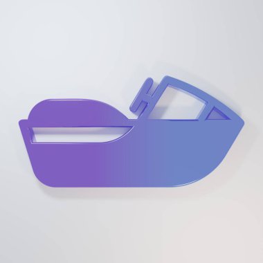Mor-mavi Jet kayak ikonu gri arkaplanda izole edildi. Su motoru. Olağanüstü bir spor. Minimalizm kavramı. 3 Boyutlu resimleme.