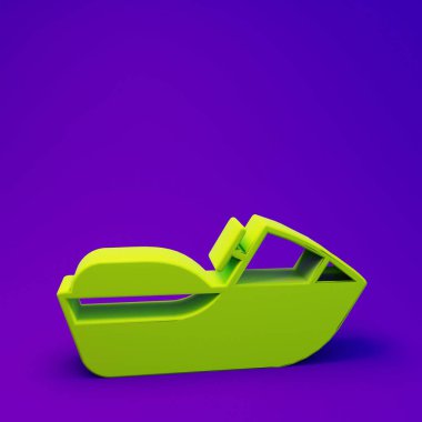Mor-mavi arkaplanda yeşil jet ski simgesi izole edildi. Su motoru. Olağanüstü bir spor. Minimalizm kavramı. 3 Boyutlu resimleme.