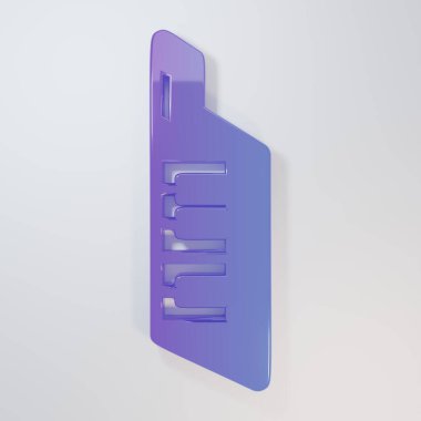 Mor-mavi Keytar simgesi gri arkaplanda izole edildi. Müzik aleti. Minimalizm kavramı. 3 Boyutlu resimleme.